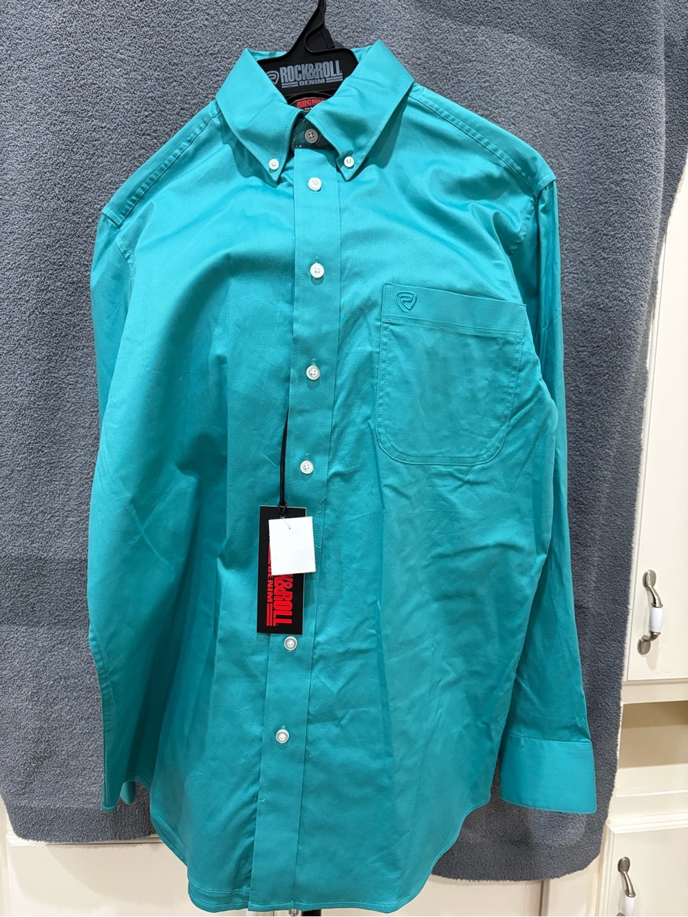 Rock & Roll Cowgirl Turquoise Button-Down Shirt